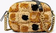Tory Burch Small Kira Raffia Camera Bag Multicolor Brass