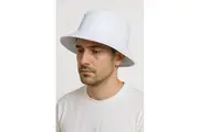 Dents 100% Organic Cotton Bucket Hat Cap Festival Beach Sun Cap in White