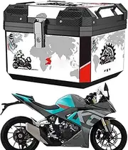 Ghjkldha Motorcycle Trunk Box, Waterproof Storage Top Case, Dustproof Tail Organizer, 45L Capacity Luggage Carrier, Lockable Hard Shell Design, Scooter, Touring, Daily Commute