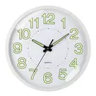 12inch Wall Clock Non-Ticking Luminous Clock for Bedroom Living Room (White)