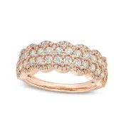 1.0 CT. T.W. Natural Diamond Double Row Scallop-Edge Band in Solid 10K Rose Gold