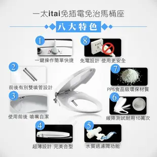 【免插電免治馬桶】 ITAI免插電馬桶座 HG104D(短版 U型) 夏日清涼 衛生抗菌 抗菌耐用 省電環保 馬桶座 免治馬桶