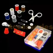 18 Pcs Scissor Thread Needle Thimble Safety Pin Mini Travel Sewing Kit with Case