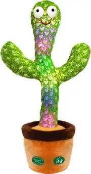 Talking Cactus Toy - Mimics, Sings, Dances, Records (15s), LED Lights