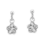 Cute & Petite White CZ Flower Sterling Silver Dangle Nose Ring