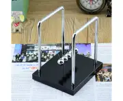 Newton pendulum - ball game - 5 balls pendulum - ball pendulum for desk - Newton pendulum high on wooden base - Mittel