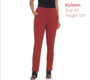 Bob Mackie's Regular Cotton Modal Straight Leg Pants-Wine-1X A341824 NEW