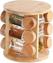 Seasoning Rack Wood - 5.91x5.91x12.2 Inches Condiment Jar Holder | Wooden Box Holder | Rotatable Jar Container | Rotating Salt Storage Shelf For Pepper Jars, Condiment Box Rack Sugar