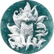[QSAENHA] Jade Fox God Necklace Nine Tails Fairy Fox Feng Shui Wealth Necklace with Cord Love Amulet Crystal 9A Bluewater Fei Cui Jadeit Chakra Shadow Engraving Meditation Prosperity/1936