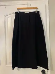 New Eileen Fisher Organic Cotton Lofty Gauze Gathered Pocket Skirt Black Sz 1 X