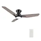 52" Black Indoor Outdoor Remote LED Smart Ceiling Fan WIFI Enabled Wooden Blade