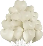 20PCS Heart Shape Balloons, Valentines Balloons 18inch Foil Balloons for Helium Valentine Decorations for Valentines Day, Wedding, Anniversary Decoration (Cream White)