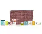 Macy's 9 Pcs Deluxe Samples Gift Set Pink/Gold Tweed Bag