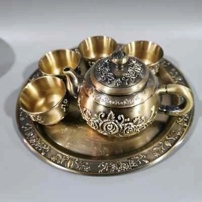 6-Piece Set European Coffee Pot Tea Set Teapot Set Bronze Tea Set Full Set Plate