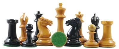 Walter Grimshaw 1854 Circa Reproduction 3.25” Staunton Antiqued Boxwood Chessmen