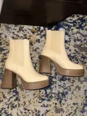 Circus NY By Sam Edelman Stace Vanilla Bean Glossy Boots Women Size 6.5