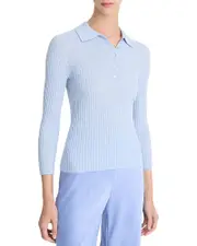 Vince Cashmere and Mulberry Silk Polo Top