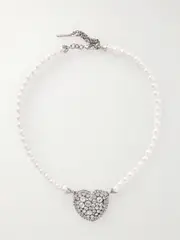 [Alessandra Rich] Alessandra Rich - Silver-tone Crystal And Faux Pearl Necklace - One size One size Silver