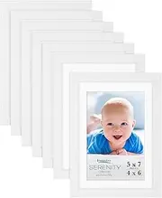 Icona Bay 5x7 Picture Frames w/Removable Mat for 4x6 Photos (White, 10 Pack), Sleek Modern Style Frames, Table Top or Wall Mount, Serenity Collection