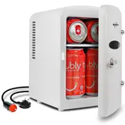 Koolatron 4L Retro Portable Mini Fridge 12V DC 110V 6 Can Cooler White