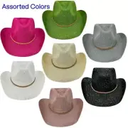 1 Dozen Sparkly Sequin Cowboy Hats - Party Cowgirl Assorted Colors 12 Pcs