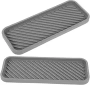 SOLUSTRE 2pcs Silicone Makeup Tray for Bathroom Vanity Organizer for Toothbrush Toothpaste and Perfume Durable Grey Silicone Countertop Storage for and