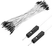 uxcell Male to Male 1Pin Breadboard Jumper Wire 2.54mm Pitch Ribbon Cable 20cm Long Electronics Breadboard Ribbon Cables for Breadboard Electronic Projects Pack of 100,White