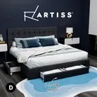 Artiss Bed Frame Double Size Mattress Base with 4 Storage Drawers Charcoal AVIO