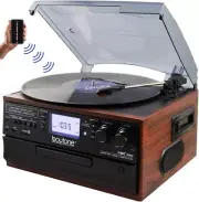 Boytone BT-22M Bluetooth Record Player Turntable AM/FM Radio Cassette CD