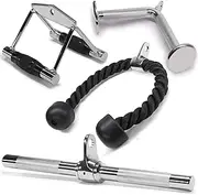 Yes4All Tricep Press Down Cable Machine Attachment Set, LAT Pulldown Attachment, Cable Machine Accessories for Home Gym