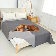 Gekufa Waterproof Dog Blanket for Bed, Dog Blanket Use Both Sides, Light Dark Grey 5 Layers of Waterproof Structure Washable Waterproof Mat for Bed Sofa Car (208cm*208cm)