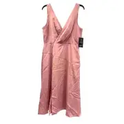 NWT Aidan Mattox Sheath Dress. Sz 12. Pink. Leg Slit. Lined. V Neck Front/Back