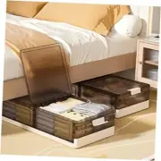 Under Bed Storage Containers, Stackable Under Bed 11.5Gal - 2 Pack transparent