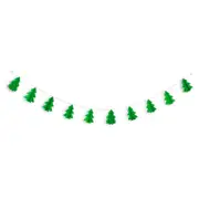 Christmas Tree Banner Garland Decorations Twinkle Banner Sparkling Tree Hanging Decor 2.5 meter long Christmas tree (small) / grass green - horizontal