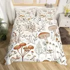 Duvet Cover Set Twin Size,Jungle Burgundy Plants Botanical Leaves Bedding