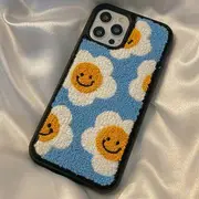 Smiley Flower Phone Case - iPhone 14 Pro Max / 14 Pro / 14 Plus / 14 / iPhone 13 Pro Max / 13 Pro / 13 / 13 mini / 12 Pro Max / 12 Pro / 12 / 12 mini / 11 Pro Max / 11 Pro / 11 / SE / XS Max / XS / XR / X / SE 2 / 8 / 8 Plus / 7 / 7 Plus White & Orange Flower - Light Blue - iPhone 13 Pro Max