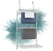 White Over Door Airer – Space Saving Clothes Drying Rack – Folding Over Door Clothes Airer with 3 Wings – Spacious Small Clothes Airer with 11 Meters of Washing Line