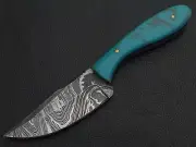 8" CUSTOM HAND MADE DAMASCUS STEEL SKINNER KNIFE RESIN HANDLE W/SHEATH M617