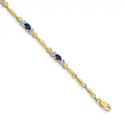 14k Yellow Gold Natural Diamond and Sapphire Bracelet