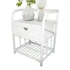 Breeze Suzane Natural Rattan One Drawer Bedside Table Solid White
