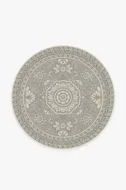 185' Round | Machine Washable Runner Rug | Kid & Pet Friendly | Indoor Rug | Almana Black & White Rug | Ruggable