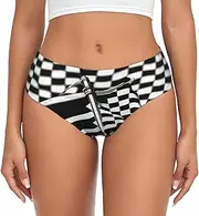 [YANYU] Checkered Flags Race Flags Print Women S Briefs Comfortable Plus Size Underwear Ladies Versatile Panties Xs To 4xl
