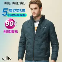 在飛比找momo購物網優惠-【oillio 歐洲貴族】男裝 保暖羽絨外套 立領款 經典壓