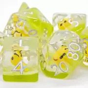 Sage's Familiars- Bumble Bee Familiar Resin Polyhedral Dice Set