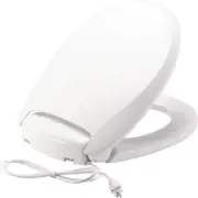 Elegant Round White Heated Toilet Seat with Soft Close & Illuminated Night Light