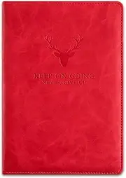 Notebook Journal with Pen Loop, Deer Head Design Writing Notebooks, Perfect for Office Home School Business Writing and Composition Red (A5)