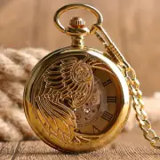 Silver Gold Hollow Phoenix Men Women Self Winding Mechanical Pocket Watch Gift