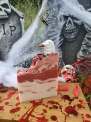 Bite Me Vampire Fangs Teeth Blood Halloween Themed Bar Soap cold process