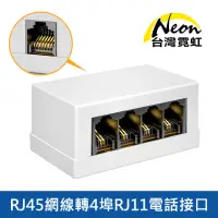 在飛比找momo購物網優惠-【台灣霓虹】RJ45網線轉4埠RJ11電話接口