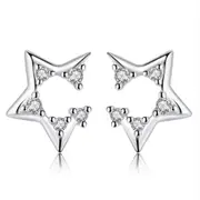 4PCS Copper Earrings Woman Fashion Jewelry Retro Simple Hollow Pentagram Earrings